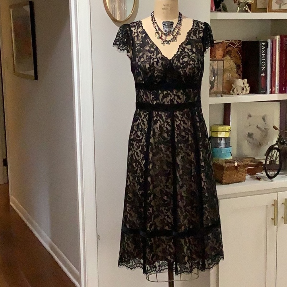 LOFT black lace cocktail dress size 8